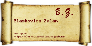 Blaskovics Zalán névjegykártya